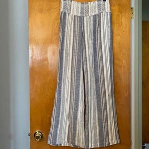 Wide leg linen blend pants